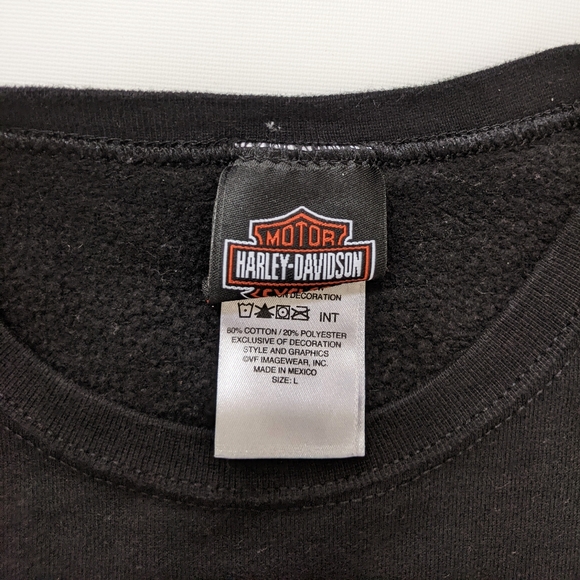 Harley Davidson Motorcycle Alberta Black crewneck sweater, size large - Picture 6 of 7